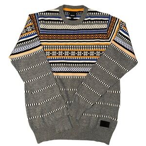 BENCH Multicolor Crewneck Fair Isle Knit Sweater